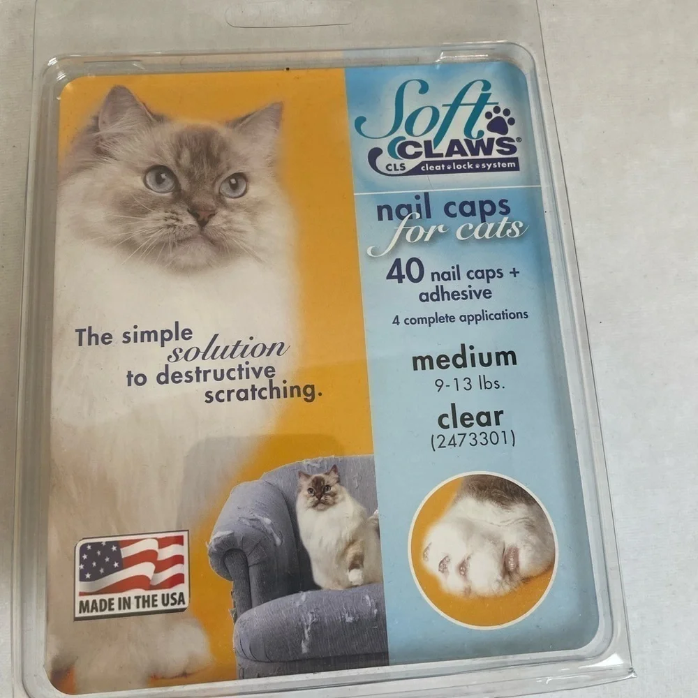 Soft claws (SoftPAWS) for Cats in CLEAR size medium NIB